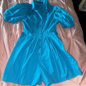 Vibrant Blue Button-Up Dress